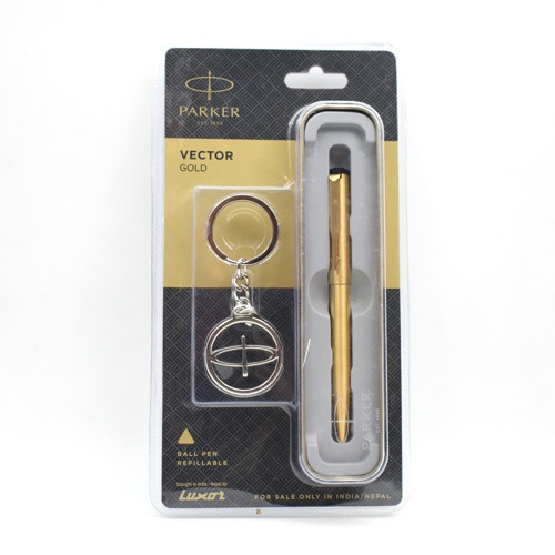 Parker Vector Gold GT Roller Ball Pen (Blue) | Smooth Writing | Gifting Pens | Premium Ball Pens | Pens For Office Use