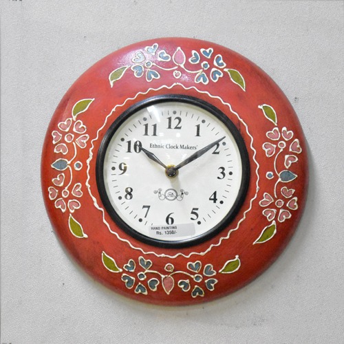 Vintage Clock Wooden Hand-Painted Wall Clock | with Seconds Needle |English Numerals