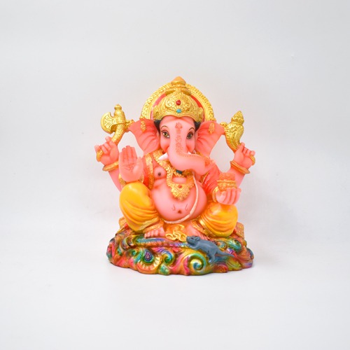 Yellow And Orange Colour Ganpati Murti For Home Decor