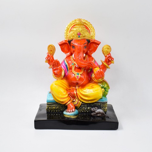 Lord Ganesha Idol In Orange Colour For Office and Home Decor