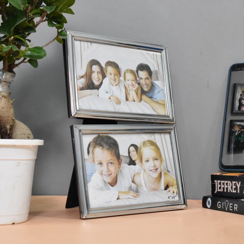 Silver Plated 2 Joint Photo Frame( Size 2 Photo Frame of 4 x 6 inch)
