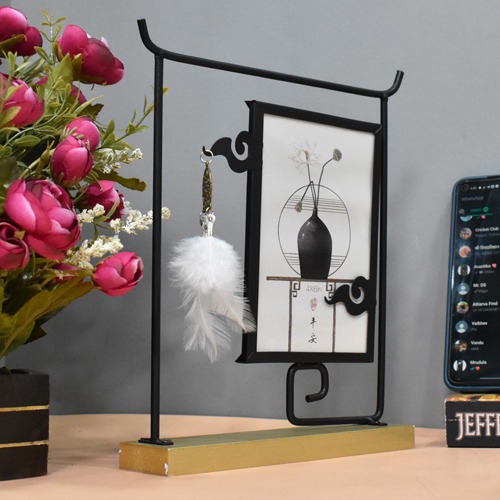 Black  Showpiece Frame Photo with Stand and Dream Catcher ( Photo Size: 6 x 4 inches)