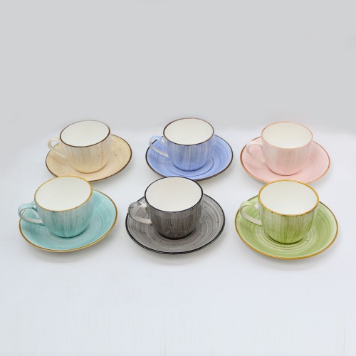 Beautifully Designed Multicolour Design Tea Cup And Saucer 6 Piece Set For Tea | Green Tea Or Coffee