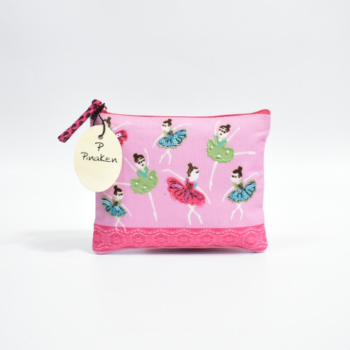 Pinaken Women and Girls Canvas Coin Pouch Purse (Bellerina)