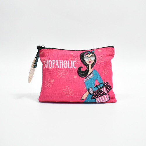 Pinaken Women and Girls Canvas Coin Pouch Purse (Shopaholic)
