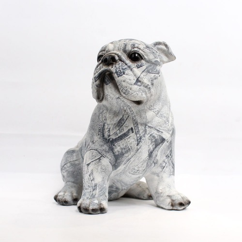 Newspaper Pattern Dog Showpiece For Home Decor