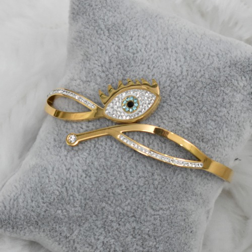Evil Eye Yellow Diamond Studded Bracelet Kada | Bracelet | Women's Kada | Jewellery | Fashion Jewellery