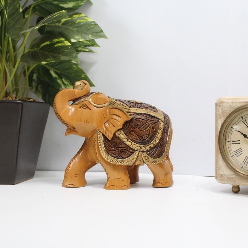 Handicraft Wooden Antique Design Elephant for Showpiece with Dark Brown Colour I Home Decor