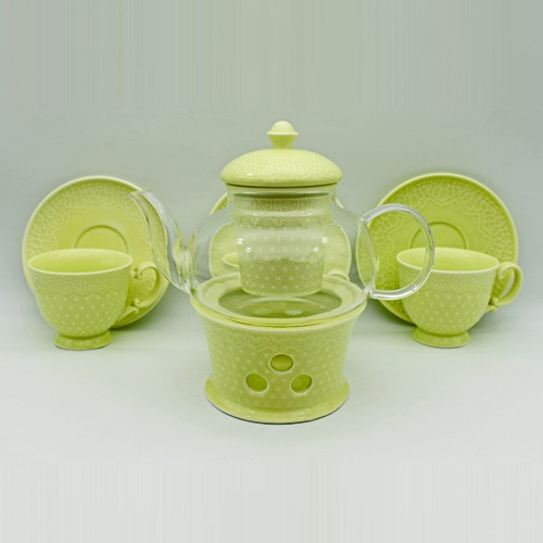 Ceramic Tea Tea Set with 3 Cups & Saucer, Tea Kettle Pot
