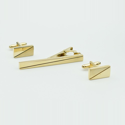 Gold Colored Cufflinks and Tie Pin Set for Men | Decorative Combo Tie Pin and Cufflinks Set for Men Boys Wedding Business Gift