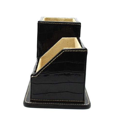 Crocodile Desk Pen Stand | Wooden Desk Organizer with Pen Stand, Mobile Phone Holder, Card Holder with 2 Compartments for Home and Office