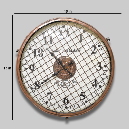 Metal Lamp Wall hanging Clock( 13 x 13 inches, Metallic Colour)