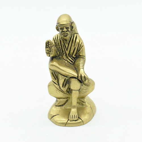 Brass Sai Baba Statue|Shirdi Sai Baba Brass Idol for Pooja Home Decoration/Temple/Gifting (Width 2 Inch, Height 4 Inch, Weight 400g)
