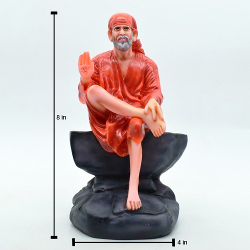 Blissful Sai Baba Idol for Decorative Showpiece with Orange Chola Religious Figurine -Ashirwad Sai Baba