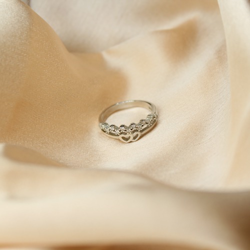 Sliver Two-Tone Linked Heart Ring | Women's Ring | Gift For Women